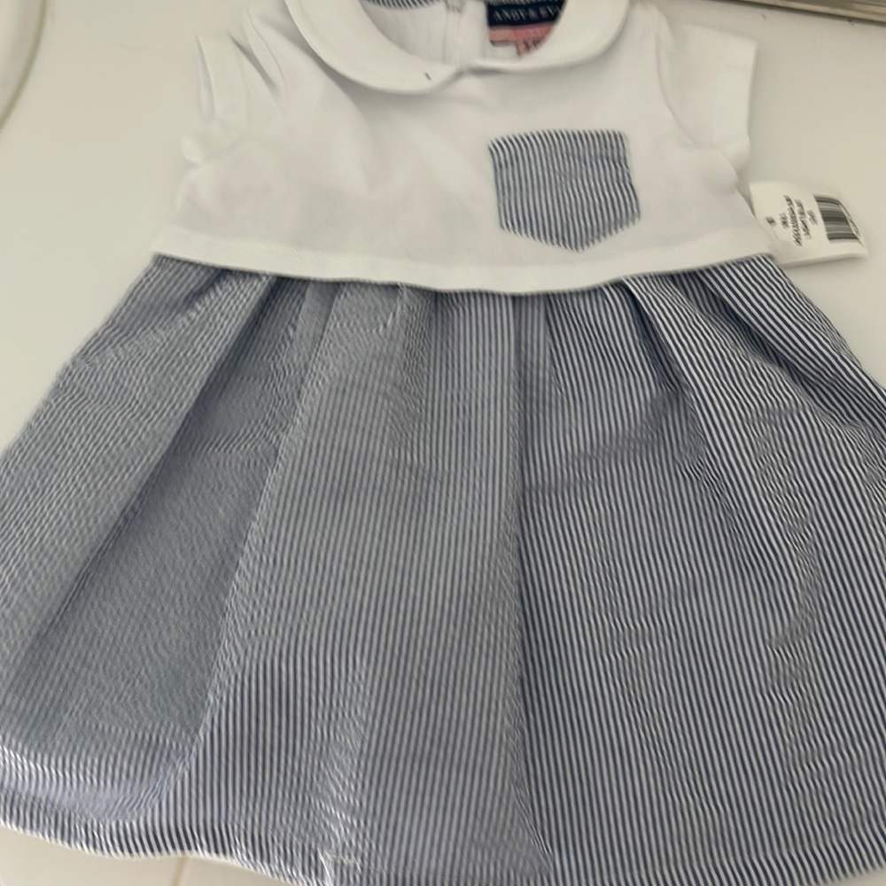 ANDY & EVAN seersucker adorable brand new dress 3 to 6 months